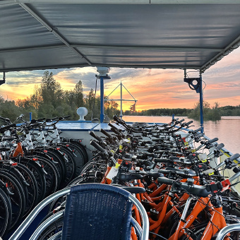 Row of bicycles on Vita Pugna on the Italy Bike and Barge Tour for women only.