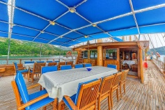 Thalassa covered deck on Greece bike and boat tour