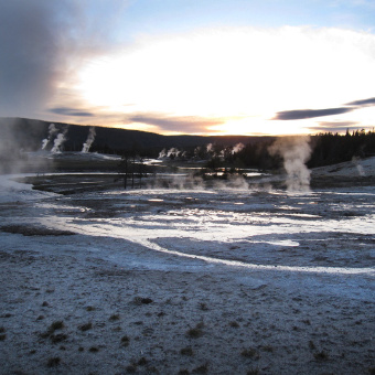 sunset view of park Yellowstone and Grand Teton National Parks Bike Tour