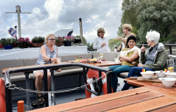 Netherlands Holland  Bike and Barge Lena Maria deck for hanging out